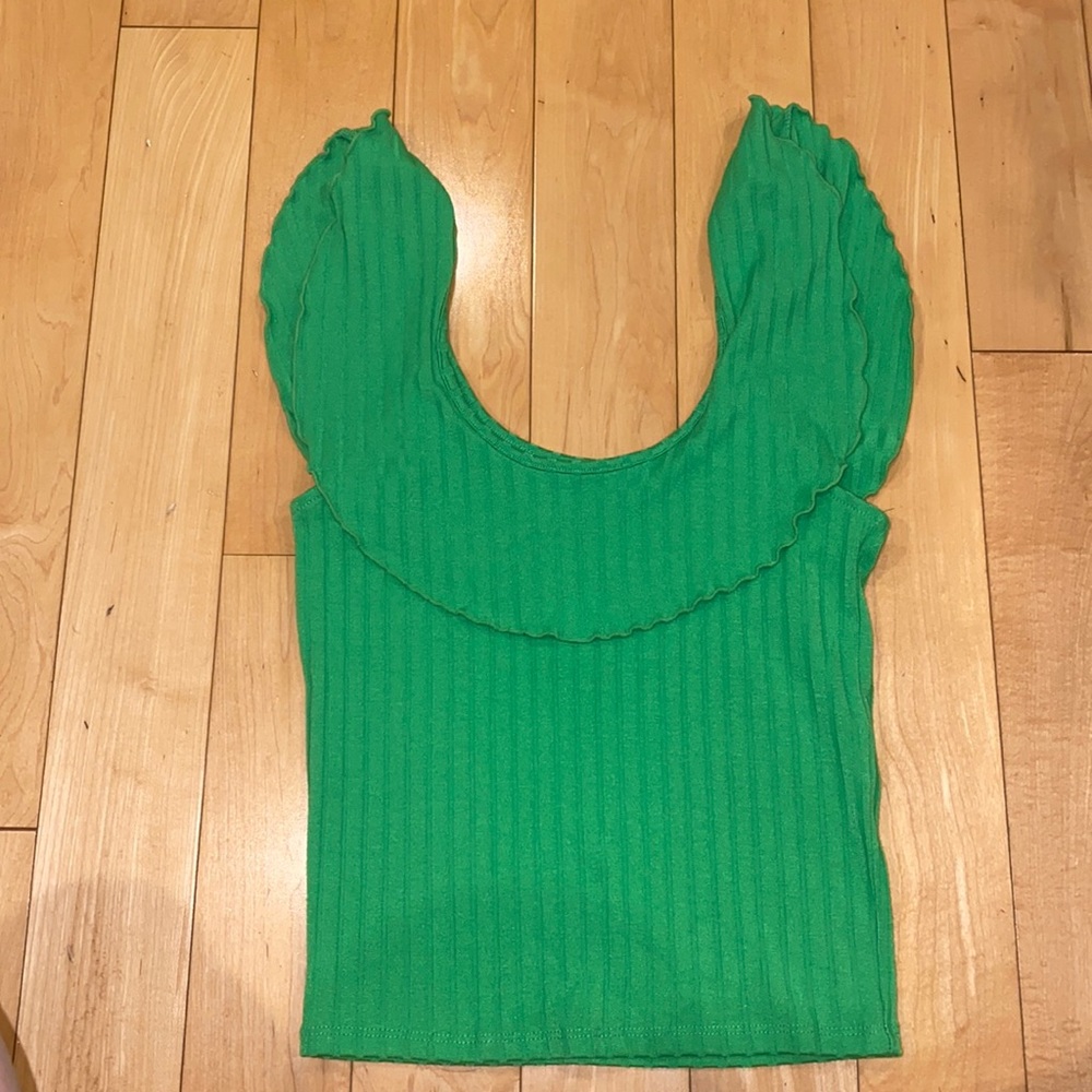 Kelley green ruffled tank top